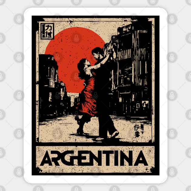 Vintage Argentina Tango - Japanese-Inspired Travel Poster Art Sticker by TuncGK